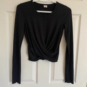 ARITZIA Wilfred Free Black Ortiz Crop Long Sleeve Knot Shirt Top